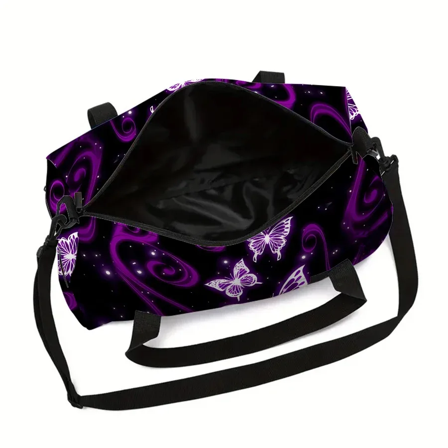 grand sac de voyage pour femmes, motif papillon violet, fourre-tout multifonctionnel, sacs à main imperméables, sacs de sport pour garçons/filles