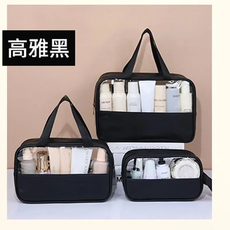 trousse de toilette de voyage portable pour femmes, trousse de maquillage transparente, grande capacité, trousse de bain et de toilette, étui de rangement multifonctionnel et imperméable.