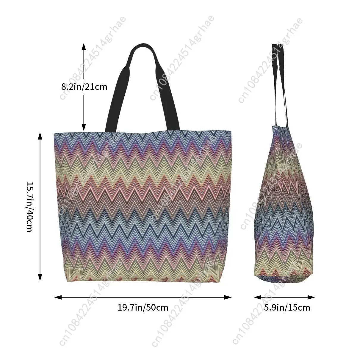 sac fourre-tout personnalisé coloré à motif zig-zag pour la maison, sac de courses en toile bohème géométrique à motif zig-zag, sac à bandoulière pour les courses