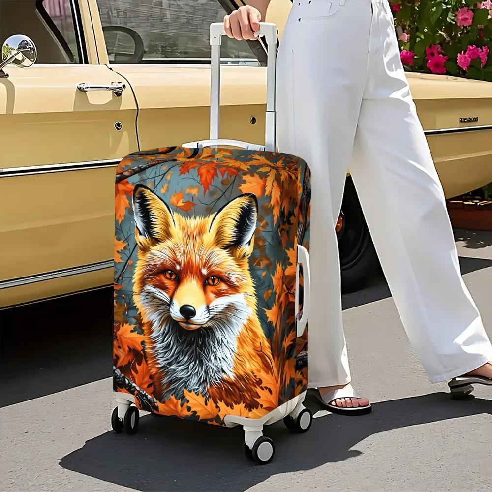 1 housse de bagage à imprimé renard et feuilles d'automne. Convient aux valises de 18 à 32 pouces ; protège efficacement vos bagages