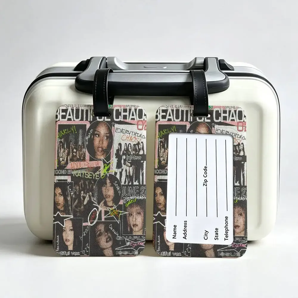 k-katseye singer étiquette de bagage légère en pvc anti-perte avec pochette amovible pour carte d'information, accessoire de voyage pour sac à dos