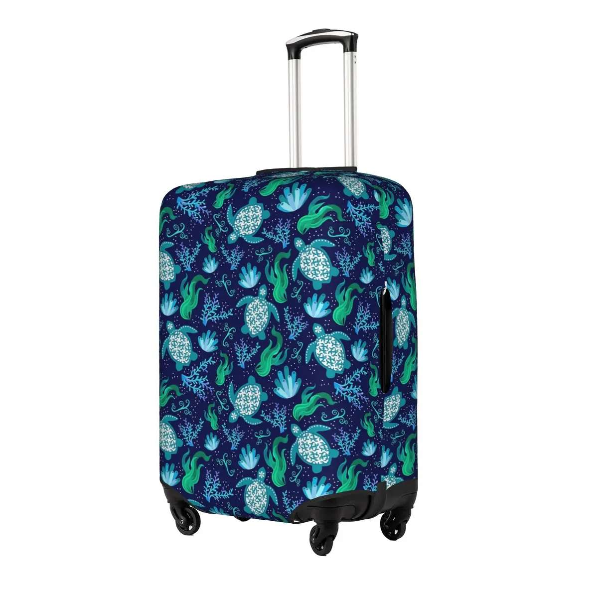 housse de protection pour valise, motif tortues marines sur fond bleu marine, mignonne, convient aux valises de 18 à 32 pouces