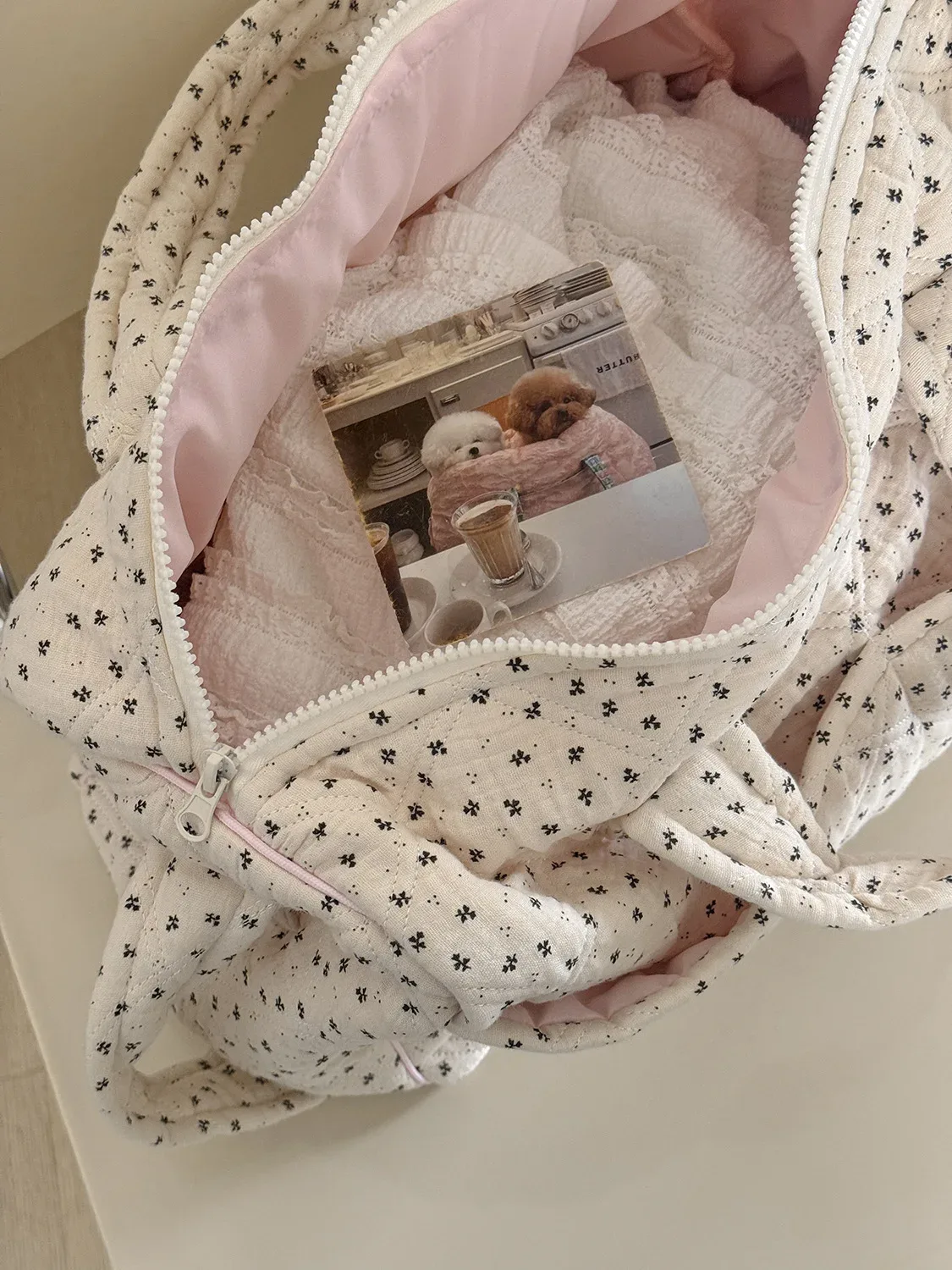 sac de voyage matelassé floral grande capacité yt, s'adapte aux valises à roulettes, idéal pour les courts séjours et les voyages d'affaires, pliable et léger