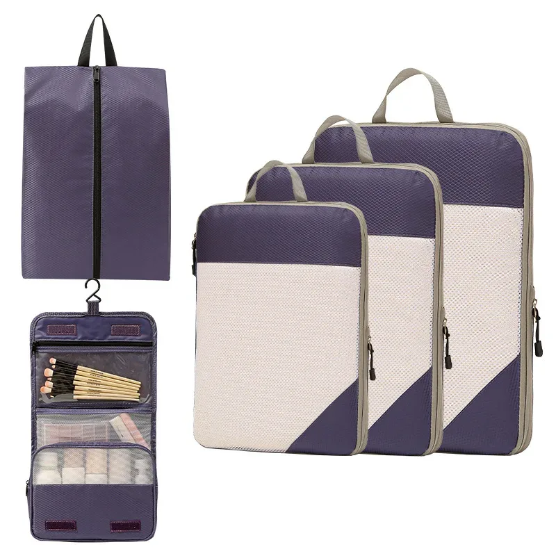 sac de rangement de voyage pour placard, bagages de voyage pour vêtements, chaussures, articles de toilette, cosmétiques, cubes d'emballage anti-poussière, sac de compression