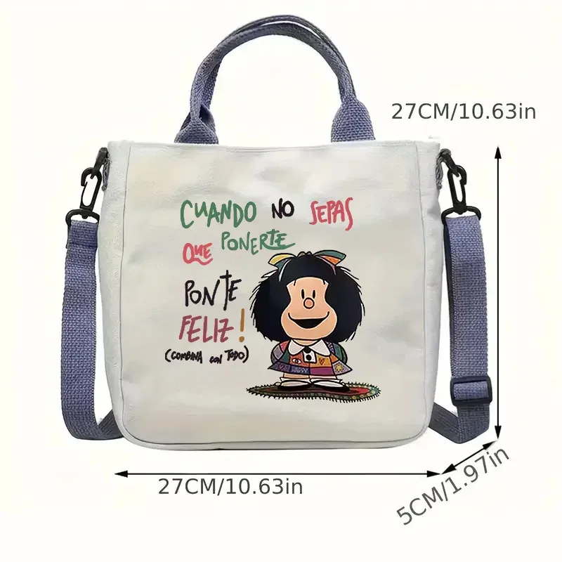 sac à main en toile imprimée pour femmes, 1 pièce, sac à bandoulière léger et réutilisable, sac à bandoulière de grande capacité pour étudiants, fourre-tout de voyage