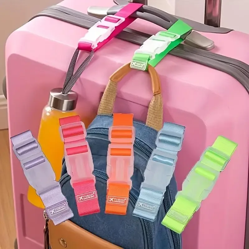 ceinture bagage nylon rose attachement latéral noir régulable léger utilisation voyage sécurité fixation sac