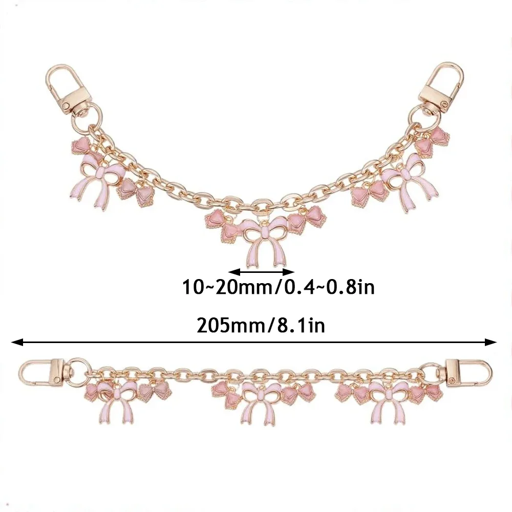 sac en fleurs de cerisier, pendentif, chaîne, nœud en forme de cœur, émail, breloque pour téléphone, chaîne, sangle d'extension, accessoires de sac à bandoulière