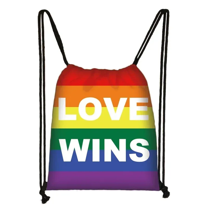 sac à dos à motif de cœur arc-en-ciel lgbt, sacs à cordon de proximité pour les zones de voyage, sac de rangement arc-en-ciel, mode thon, lesbienne et gay pride, cadeau