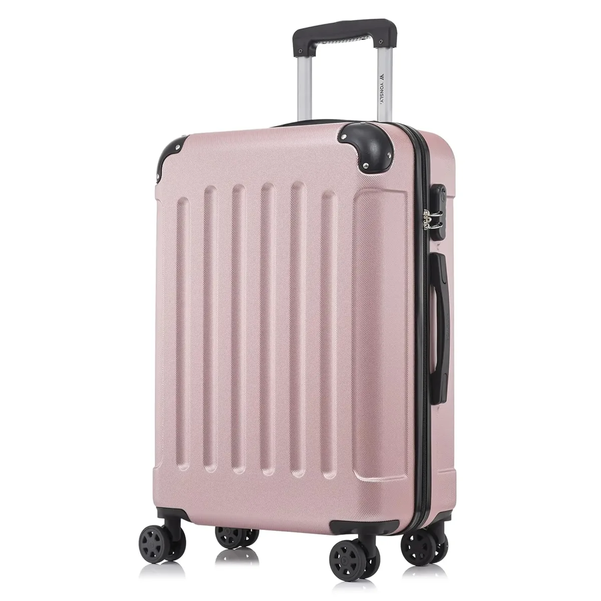 valise yonsly 16/20/24/28 pouces 4 roues 360° ° valise à roulettes robuste avec double fermeture éclair, serrure à combinaison, sac en filet, double fermeture éclair, poignée en caoutchouc souple, bagage à main
