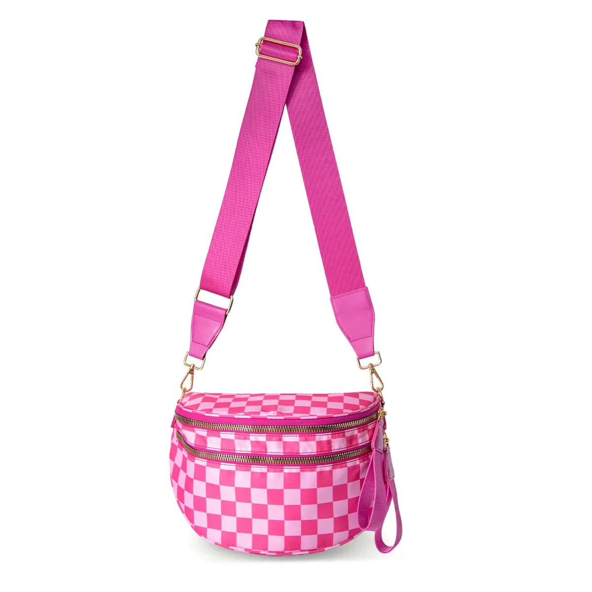 doyogi noir et blanc à carreaux spacieux bum sac sacs à bandoulière pour femmes en nylon essentiels de voyage sac de maman sac à couches pour maman