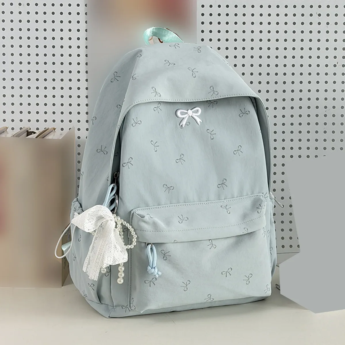 sac à dos pour femmes avec nœuds, sac de voyage grande capacité, sac à dos pour ordinateur portable kawaii, sac à dos décontracté y2k en nylon pour enfants, adolescents et filles.