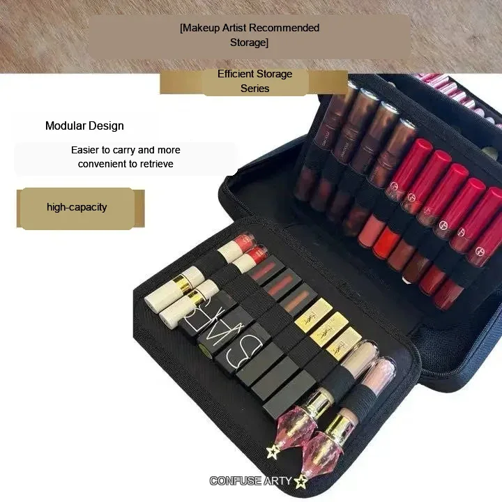 grande trousse de maquillage transparente, organiseur de rouge à lèvres et de gloss avec compartiments réglables, pour artistes professionnels