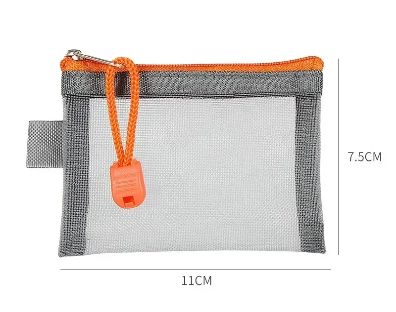 porte-monnaie en maille pour femmes, fermeture éclair transparente, sacs de rangement en poudres, porte-cartes pour filles, porte-clés, petits sacs à main