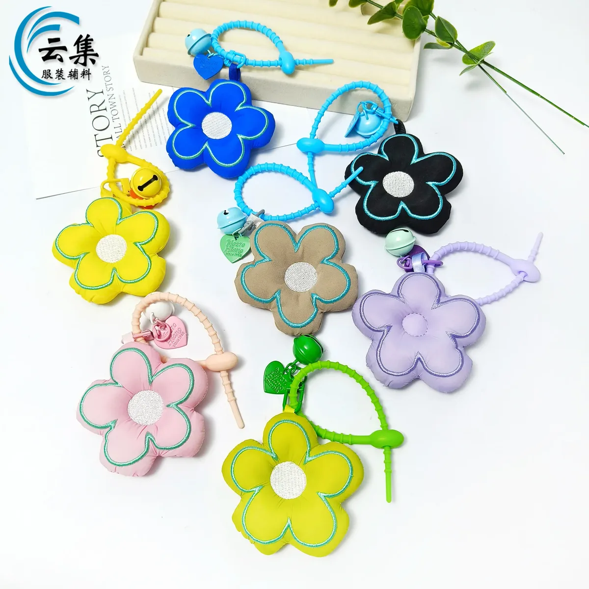 ins mode fleur pendentif 3d fleur porte-clés sac à dos porte-clés accessoire dentelle garniture arc tissu