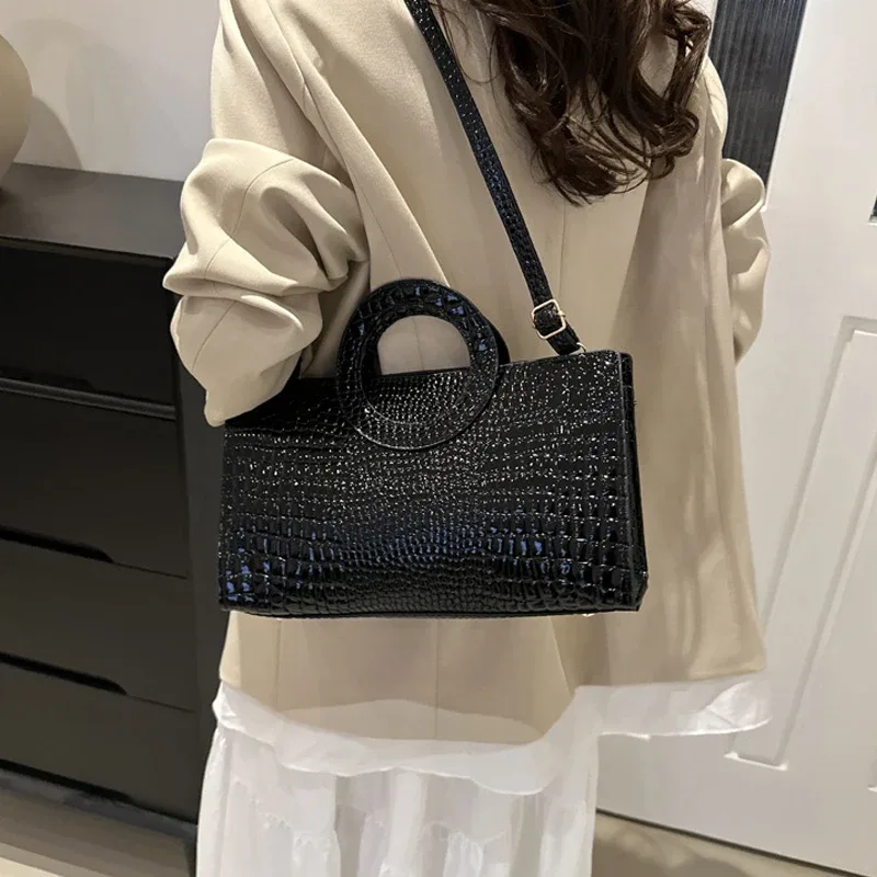 sacs à main en cuir pu motif crocodile pour femmes, sac carré vert, marque de mode, sacs à bandoulière, pochettes féminines