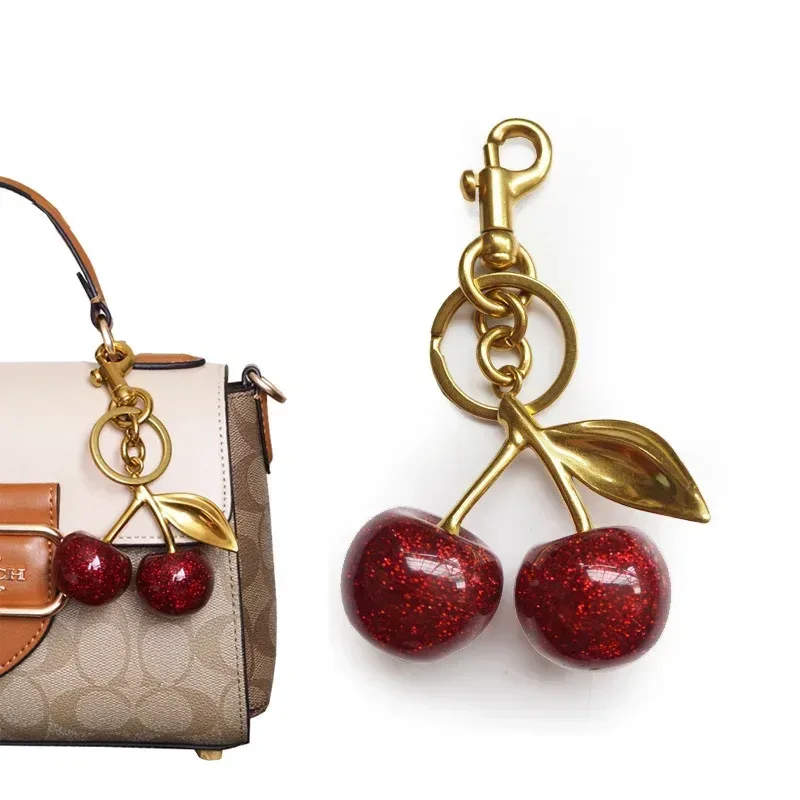 pendentifs en cristal cerise, adaptés aux sacs coach, aux sacs à main pour femmes, aux sacs à bandoulière et aux accessoires de porte-clés
