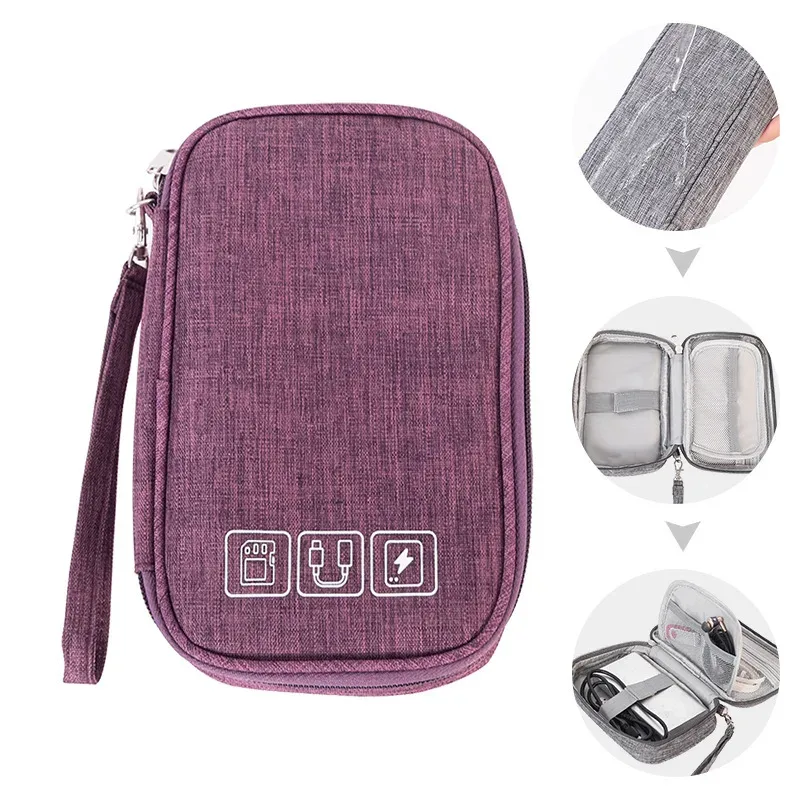 sac de rangement de câbles étanche, organisateur électronique numérique, chargeur de ligne de données usb portable, sac de rangement de prise, organisateur de câbles de voyage