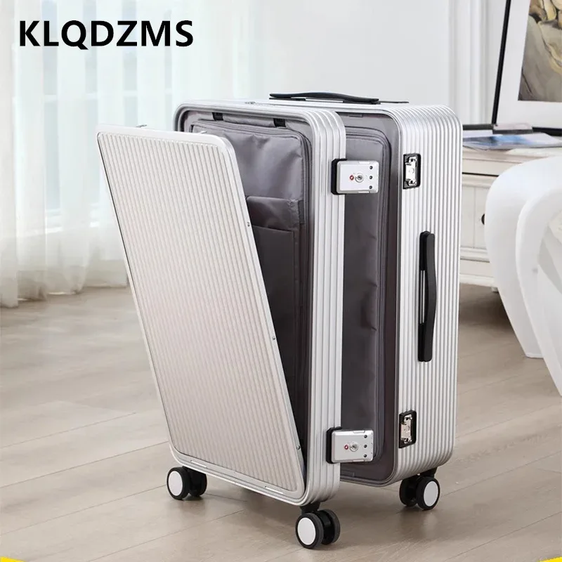 klqdzms 20 "24" 26 "28 pouces valise pour hommes tout en aluminium magnésium alliage boîte d'embarquement avant ordinateur portable boîtier de chariot bagages d'affaires