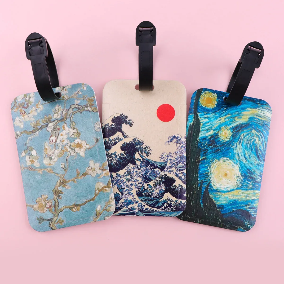 étiquette de bagage artistique en plastique motif peinture à l'huile, porte-carte d'identification anti-perte pour valise et sac à dos, accessoires de bagage tendance, cadeaux