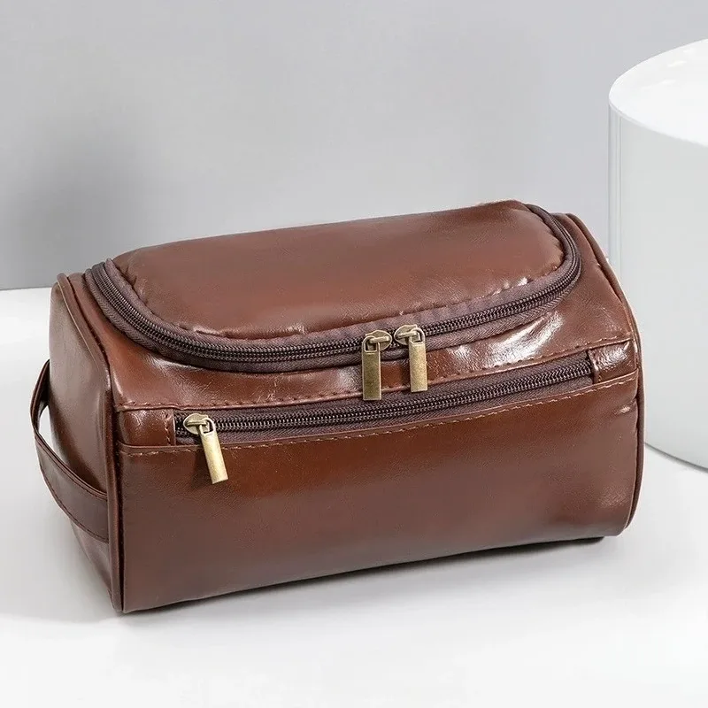 trousse de toilette en cuir pour hommes et femmes, trousse de toilette suspendue pour hommes, trousse de toilette de voyage, grande trousse à cosmétiques pour voyage