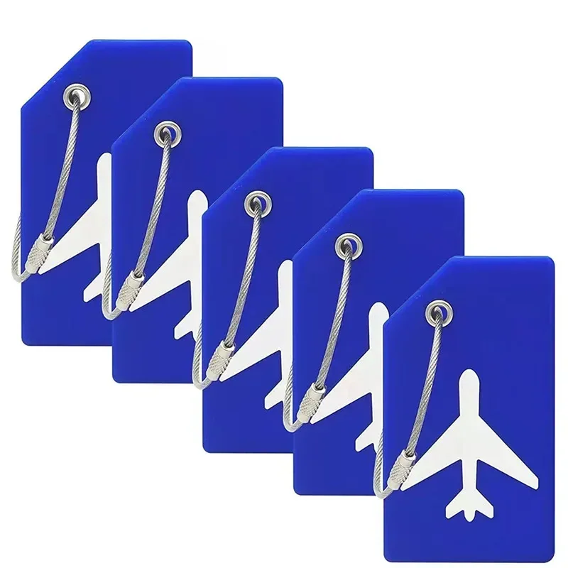 étiquette de bagage en silicone avec boucle en acier inoxydable, approuvée par la tsa, protection de la vie privée, étiquette de sac de voyage pour valises