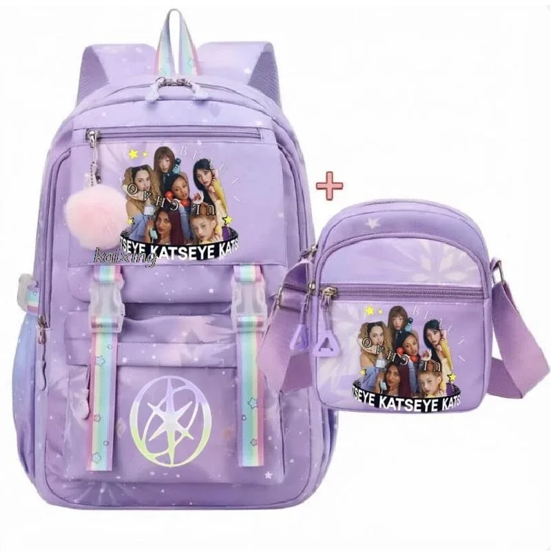 sacs à dos katseye avec imprimé amusant pour étudiants, sacs à dos pour la rentrée scolaire, sacs d'école grande capacité, sacs à dos de voyage pour l'extérieur