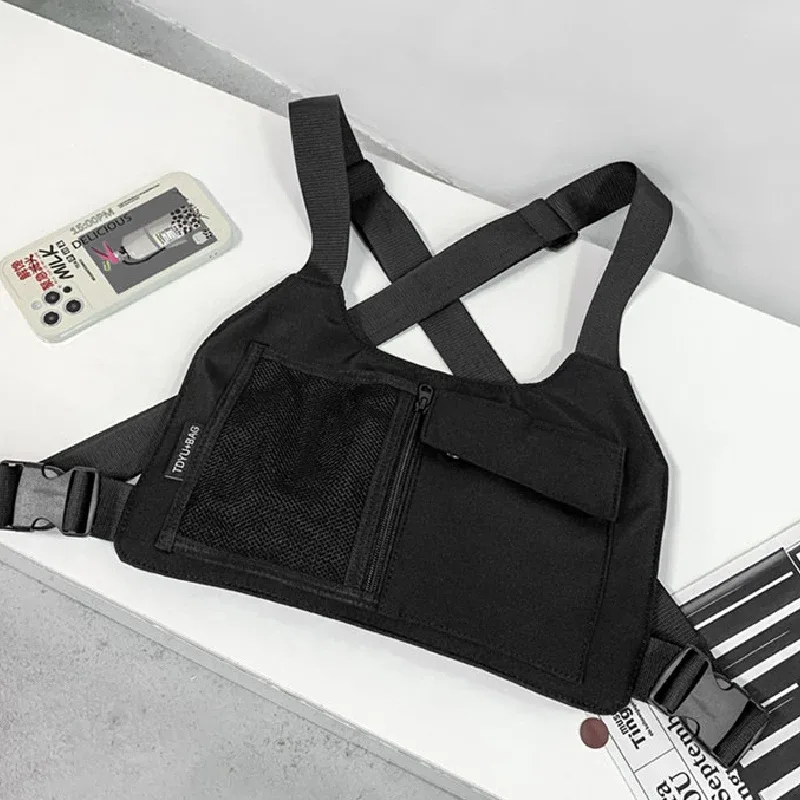 hip-hop streetwear unisexe poitrine plate-forme sac haute qualité nylon poitrine sacs multi-fonction tactique gilet sac à dos