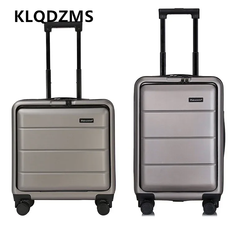 valise de voyage d'affaires klqdzms 18"20"22"24"26"28 pouces avec ouverture frontale pour ordinateur portable, valise à roulettes, sac à bagages