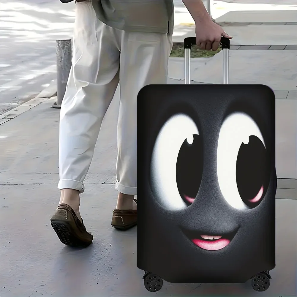 1 housse de bagage à motifs de visages de dessins animés mignons. convient aux valises de 18 à 32 pouces ; protège efficacement votre valise.