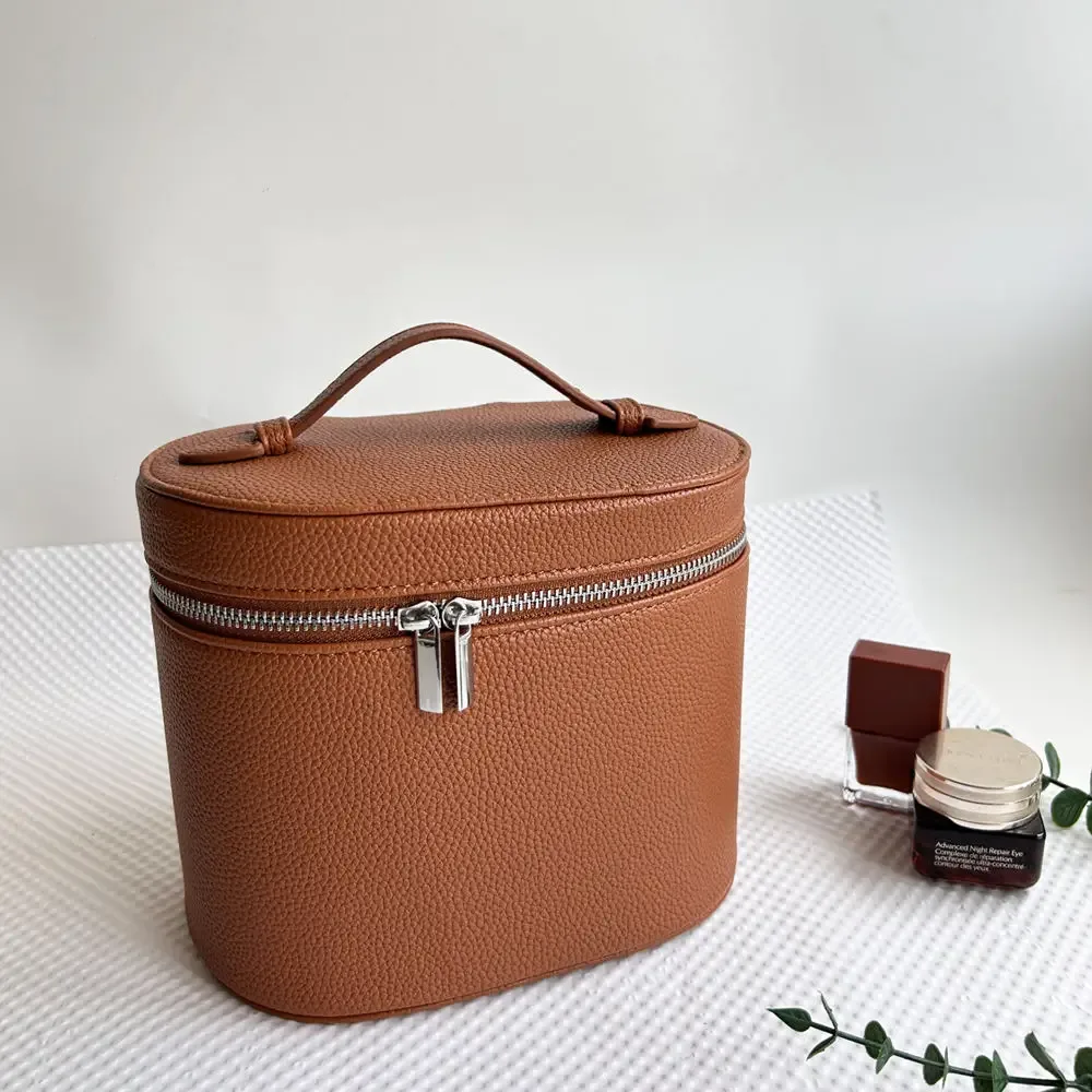 sacs à cosmétiques de voyage en cuir pu avec poignée minimaliste, double fermeture éclair, trousse de maquillage de beauté portable pour dames, nouvelle collection