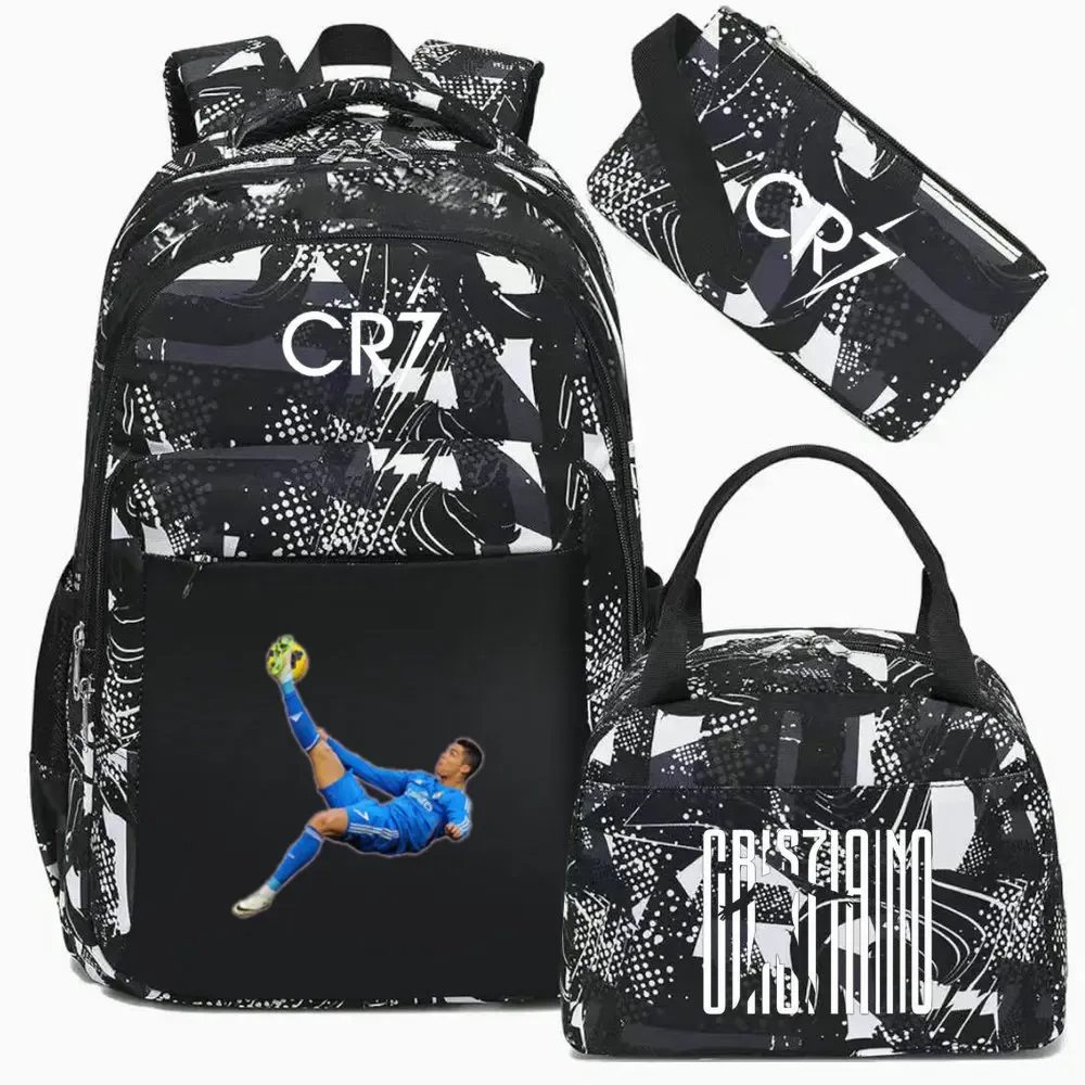 sac à dos pour ordinateur portable cr7, pour femmes et hommes, sacs à dos décontractés pour le sport et le football, sac à dos oxford pour femmes, sac d'école pour hommes, sac de voyage, mochilas 3 pièces