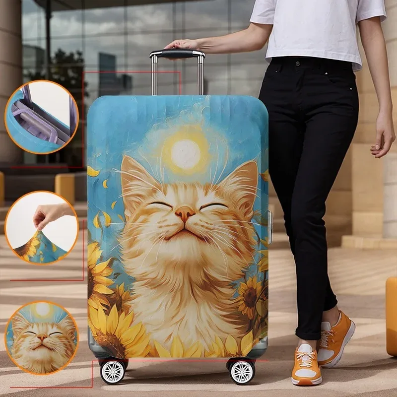 Housse de protection pour bagages à motif chat, adaptée aux housses de bagages de 18 à 32 pouces, gants pour poignée de bagage, accessoires de voyage