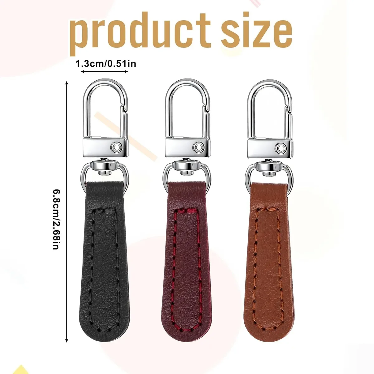 remplacement de traction de fermeture éclair en cuir pu de 4 pièces, attaches d'onglets de fermeture éclair pour sacs à main de bagages sacs à dos