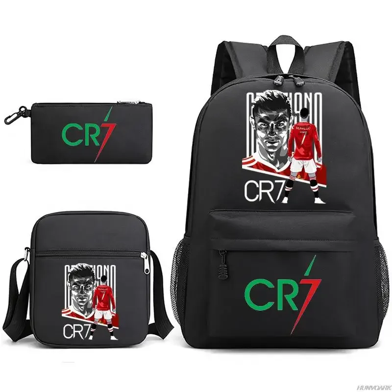 sac dos oxford université appliques cristiano ronaldo motifs galactiques ligne bleue pochette bandoulière noire vert rouge voyage étudiant