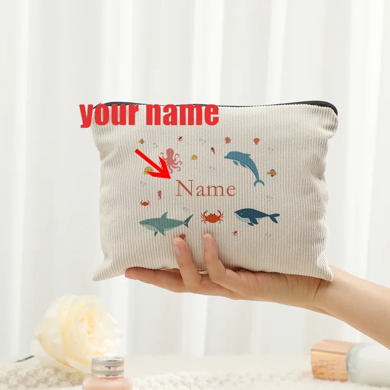 personnalisable avec nom dinosaure pastel vintage cirque motifs d'animaux de mer trousse de toilette maquillage sac de voyage garçon enfants amis cadeaux