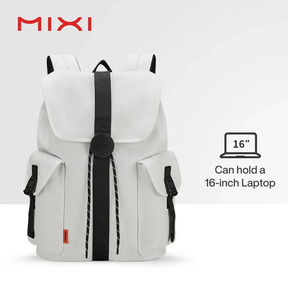 mixi – sac à dos pour ordinateur portable 16 pouces, pour femmes et hommes, léger et étanche, décontracté, de voyage, de week-end, pour étudiants, 17 pouces, blanc
