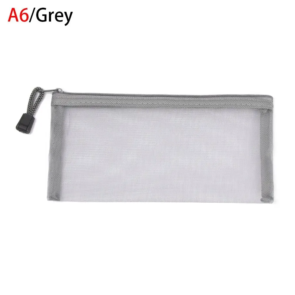 1 pièce trousse de rangement en nylon couleur unie, transparente à grille, avec fermeture éclair, pour papeterie, maquillage, monnaie, cosmétiques et stylos