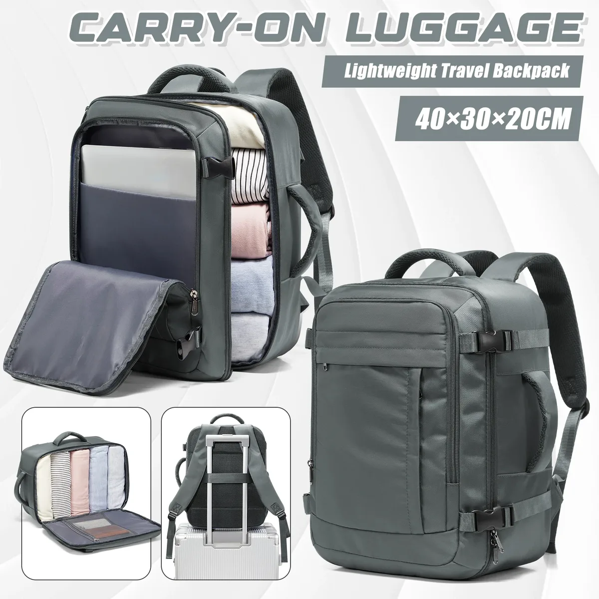 Ryanair sacs de cabine 40x30x20 sac à dos de voyage sous le siège, sac de mouche de cabine, sac à dos extérieur stockage de rentrée scolaire sac à dos pour ordinateur portable
