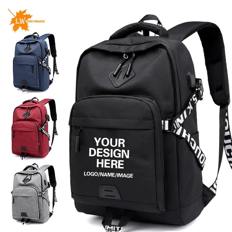 sac à dos personnalisé avec logo, grande capacité, en nylon, pour ordinateur, sac de couple, image et nom personnalisés