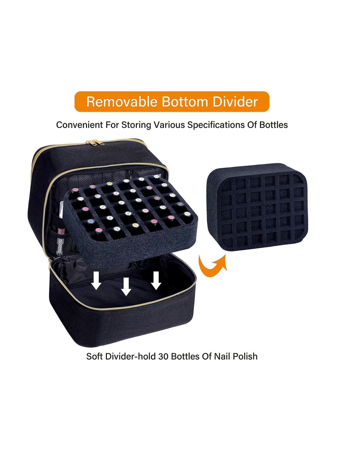 organisateur de vernis à ongles, sac de rangement cosmétique double couche à main pour les passionnés d'ongles, peut contenir des outils à ongles, du vernis à ongles, du gel à ongles, d