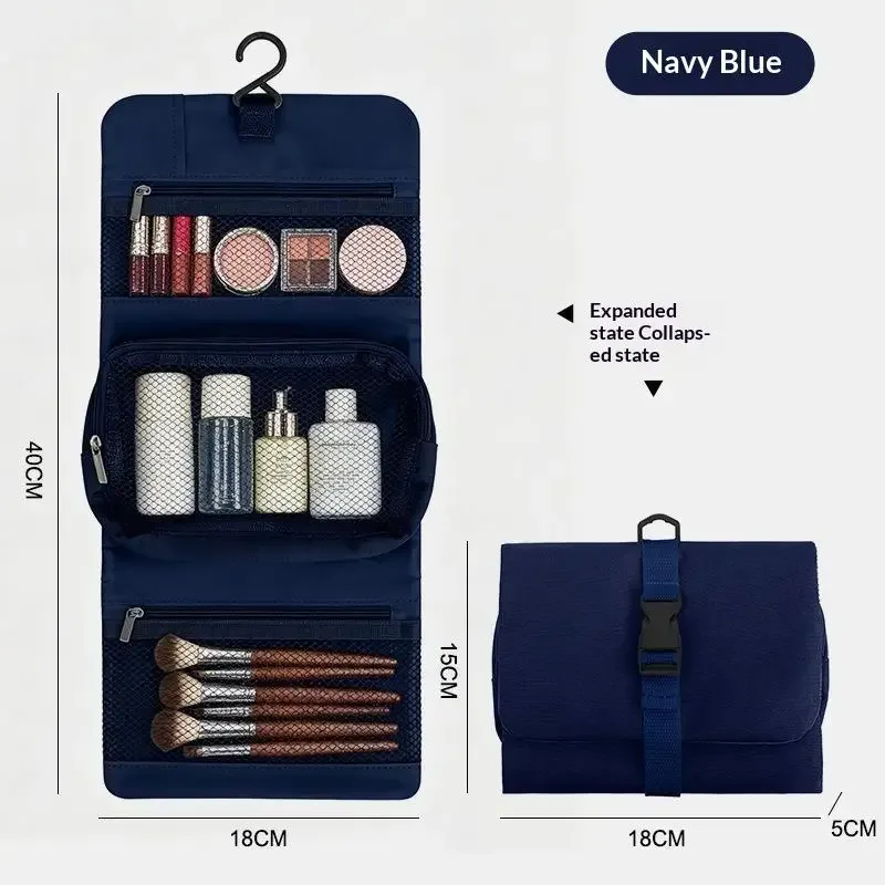 trousse de toilette pliable et détachable, grande capacité avec crochet, sac de rangement pour articles de toilette pour hommes en voyage d'affaires, sac de voyage pour cosmétiques pour femmes