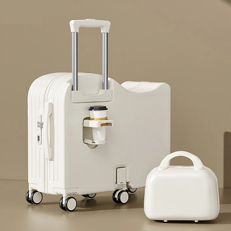 bagage pour enfants peut s'asseoir, valise de 18/20 pouces, ensemble de bagages à six roues, bagages de 22/24 pouces avec porte-gobelet usb, valise de voyage