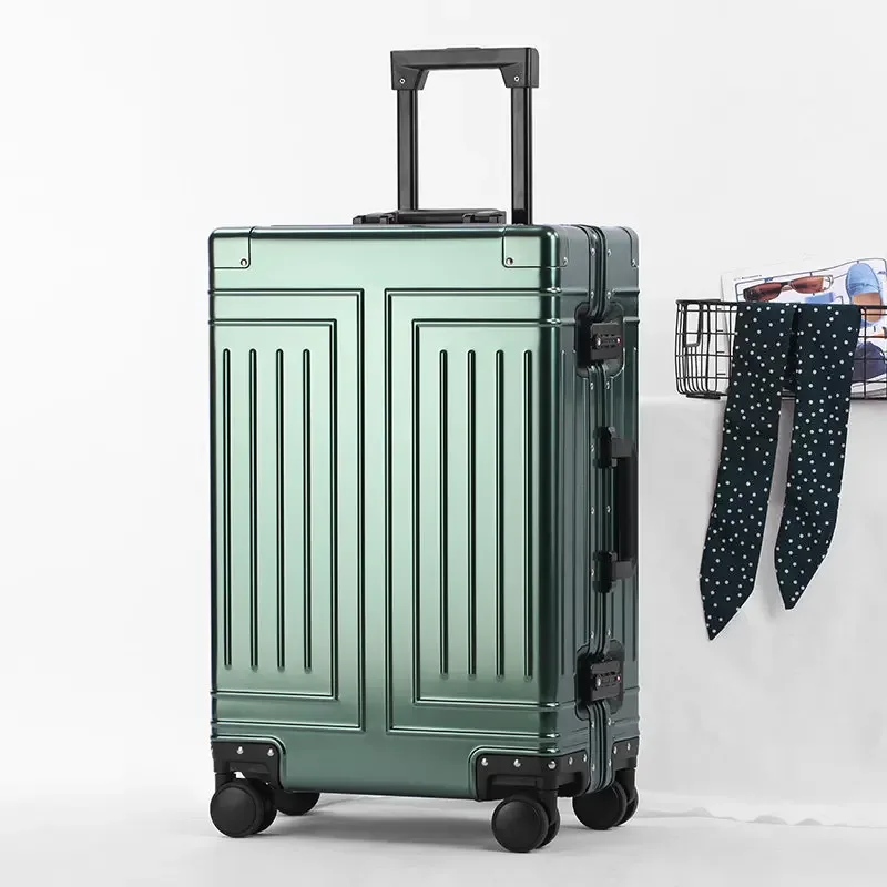 valise à roulettes en aluminium 100% de 20, 24, 26, 28, 30 pouces, valise de cabine imperméable en métal, valise de voyage en aluminium avec roulettes