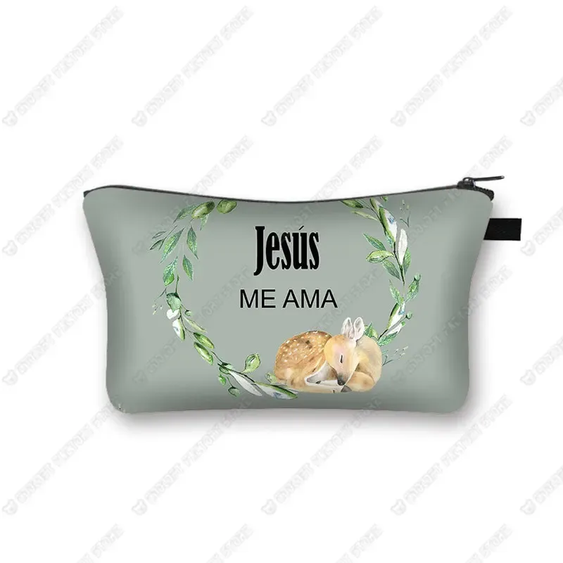 trousse à cosmétiques avec verset de la bible chrétienne en espagnol, trousse de maquillage, trousse de beauté, trousse de toilette