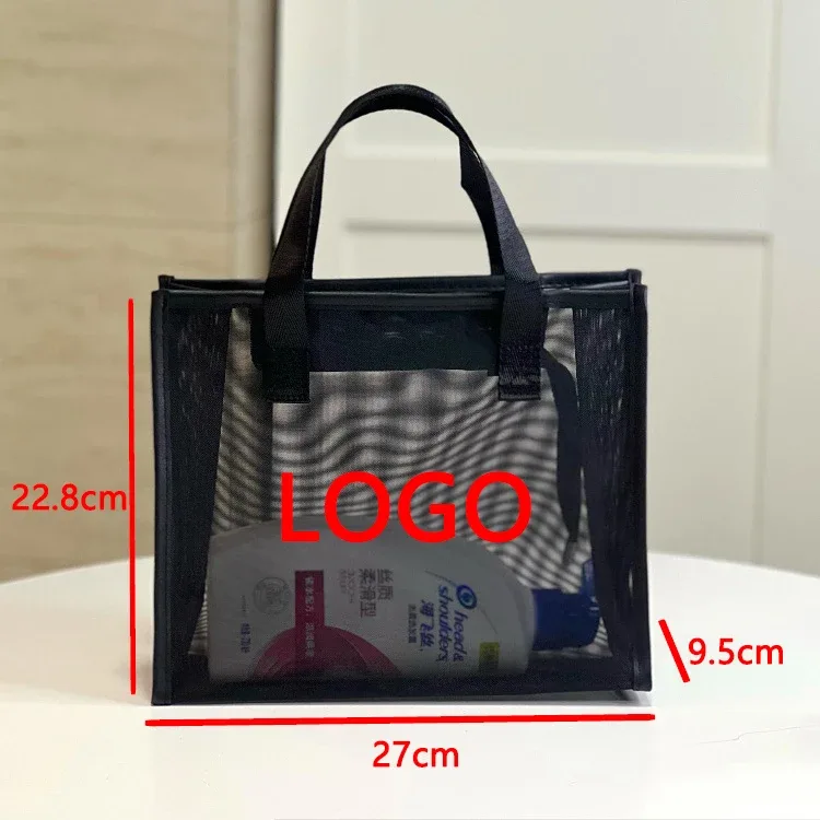 sac en maille avec logo personnalisé, trousse de maquillage à main, trousse de toilette, fitness, yoga, sac de transport pour maman, magasin de shopping