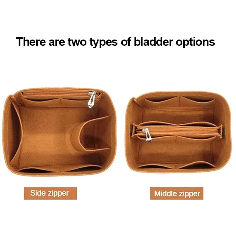 organisateur insérer sac de rangement intérieur feutre sac à main shaper stockage cosmétique insérer sac à main avec fermeture éclair adapté pour h picotin 18 22