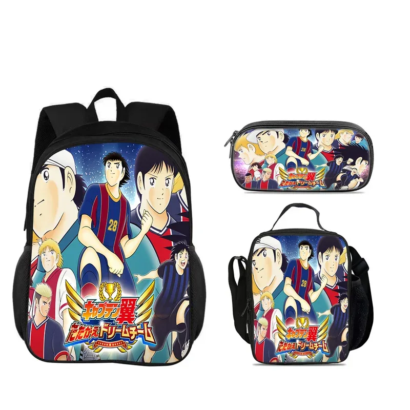 sac dos nylon dessin animé captain tsubasa bleu gris orange format 20 35 litres bandoulière arquée trousse maquillage sac lunch