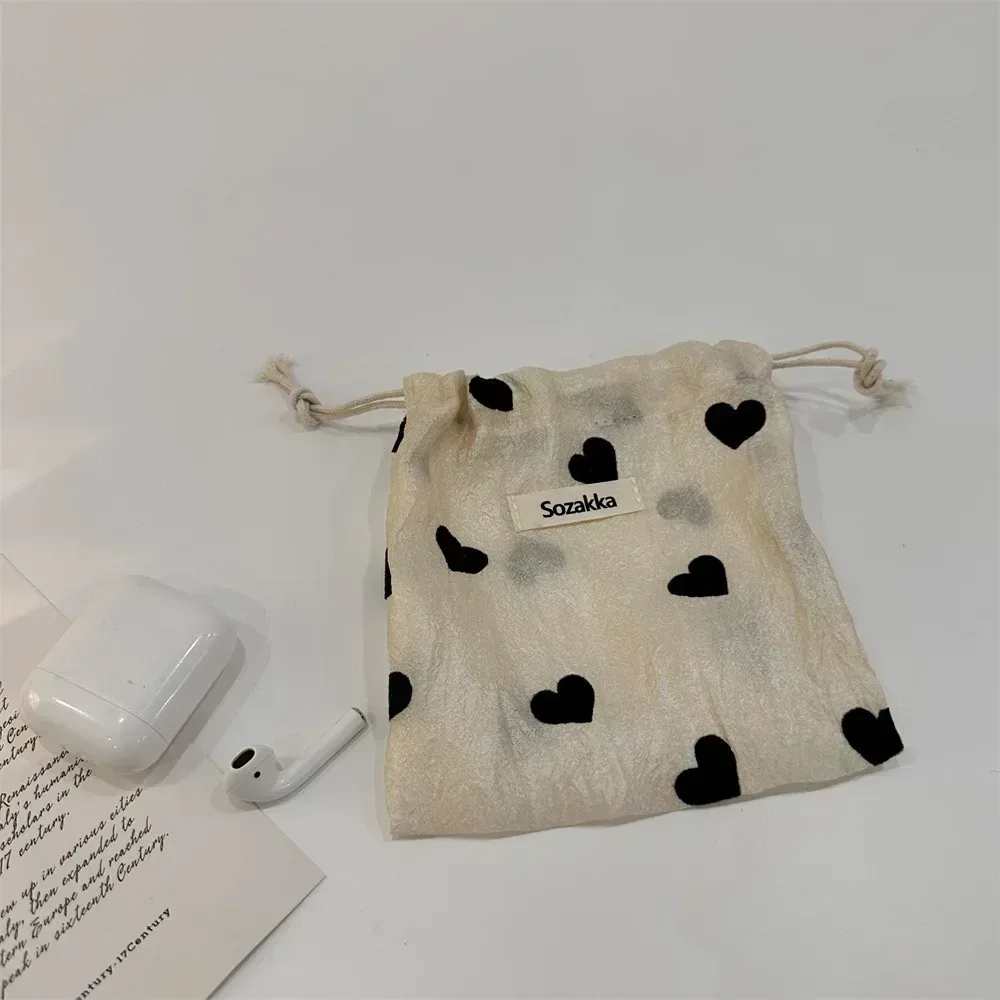 sacs à cordon college d'amour pour filles, sac de rangement pour pièces de monnaie, clé, rouge à lèvres, sac à poussière pour bijoux, sacoche de toilette portable, pigeza, l, m, s