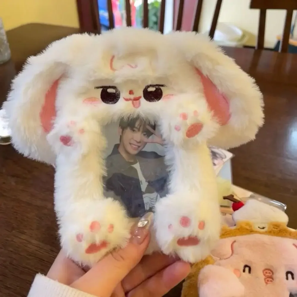 étui à cartes photo en peluche, mignon, dessin animé, lapin, chien, chat, porte-cartes, portable, ins, porte-cartes, étudiants, idole, photos, housse de protection