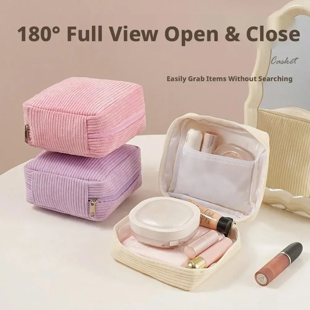 sac de rangement pour serviettes hygiéniques en velours côtelé, pochette portable pour tampons, petite trousse de maquillage pour femmes